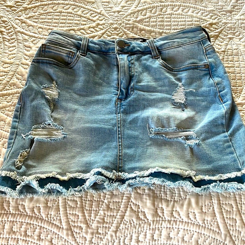 Black Label denim skirt.